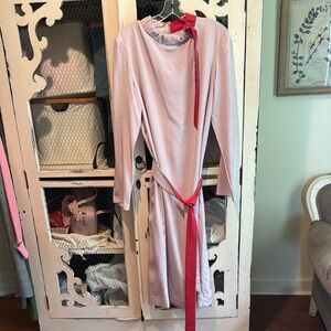 Tibi long sleeve contrast belt silk dress, size 8, EUC, $150